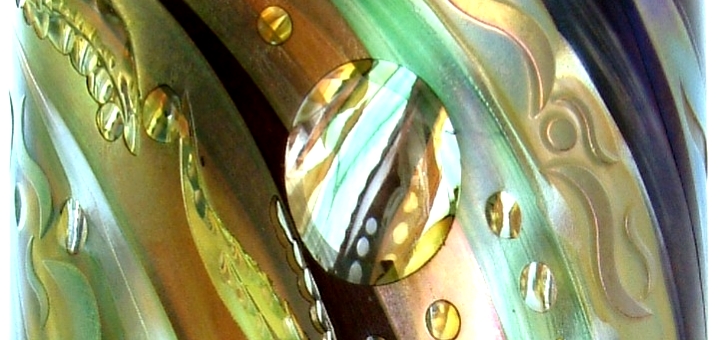 Detail of a spectacular vase from the collection by Okra Glass