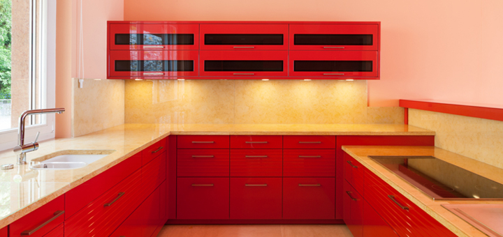 Colourful kitchen cabinets